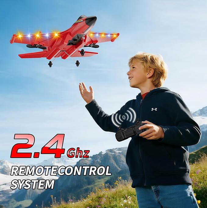 4DRC Foam RC Plane for Kids Adults Remote Control Airplane RC Jet Helicopter Drone Plane for Kids Adults Beginner Easy to Fly RC Fighter Remote Control Aircraft with Automatic Balance Gyro