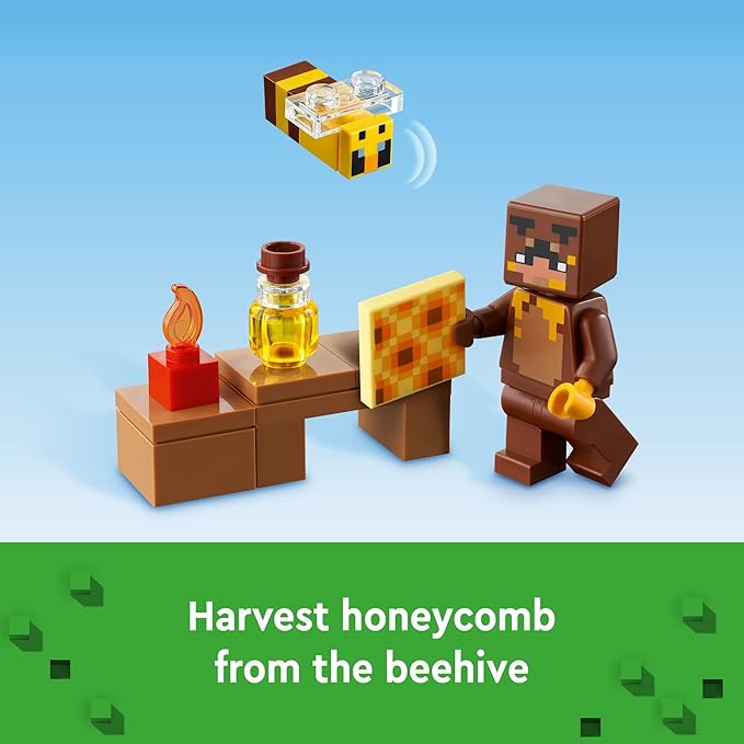 LEGO Minecraft The Bee Cottage Building Set - Construction Toy with Buildable House Farm Baby Zombie and Animal Figures Game Inspired Birthday Gift Idea for Boys and Girls Ages 8 and Up 21241