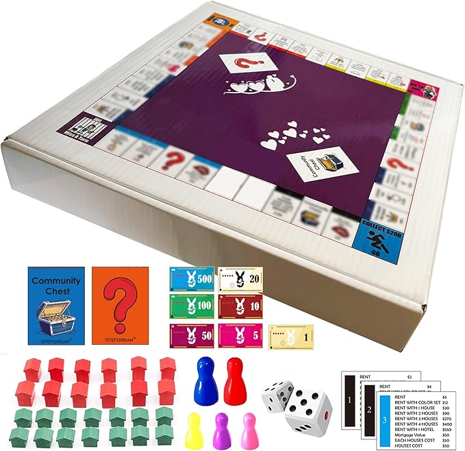 Couple Opoly Board Game for AdultsFun Romantic Board Game with Conversation Cards for Date Night Gifts for Boyfriend Girlfriend Husband Wife 18+