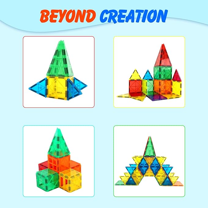 Gemmicc Magnetic Tiles Deluxe 136 PCS Building Blocks Magnet Toys for Kids3D Magnet Puzzles Stacking Blocks for Boys GirlsHuge Set with 2 Cars