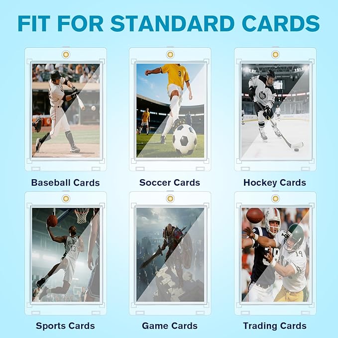 30-Pack Sleeved Card Magnetic Holders - 35pt One Touch Card Holder Includes 30 Soft Soft Card Sleeves Insert Card into Sleeve First Then into Holder Fits Trading Cards Baseball &amp Game Card