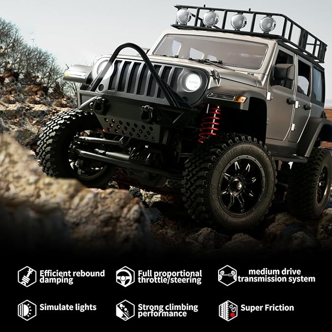 GoolRC 1:12 Scale 4 Wheel Drive Remote Control Car Off-Road Truck with Lights 2.4G Remote Control Crawler