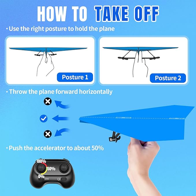 HAWK'S WORK RC Paper Plane Remote Control Airplane Kit with Colored Papers Super Easy Fly Toy for Kids DIY STEM KIT (Birdy X 2.0)