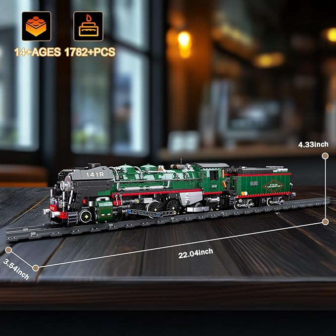 NUTCRACKER 141R Vintage Steam Train Building Blocks Set Classic Train Model Building Kit Construction Brick Education Learning Toys Birthday Gift for Adult Boys Teenagers 14+ (1782 Pieces)