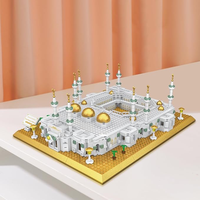 Mecca Mosque Building Model Mini Block Set (1255 Pieces) Muslims Islamic Gift Famous Building Toy Children and Adult Eid al Fitr Gift