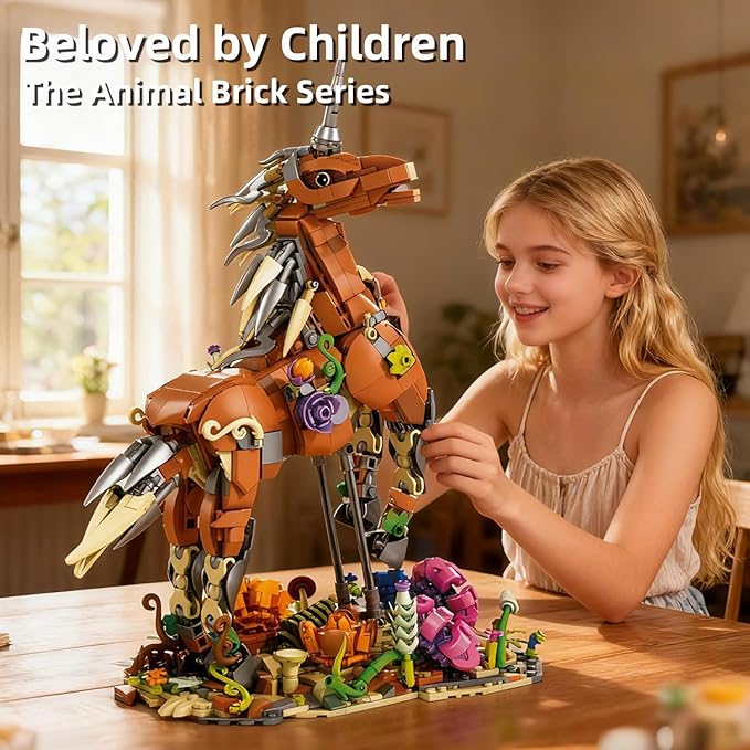 MENTOJOY 2-in-1 Magical Unicorn &amp Deer Building Set - 1367 Pieces Fantasy Animal Model Educational STEM Toy &amp Desktop Decoration Gift for Kids Ages 6+