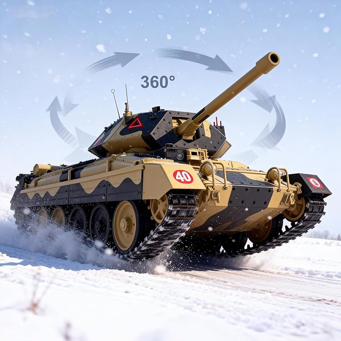 Crusader Mk VI Remote Control Tank 1/16 GB Tank War RC Military Vehicle Simulation Smoke Barrel Lifting/Barrel Expansion/Turret Rotation 360 Degrees/Dual Flow Gearbox/NOT Shooting Camouflage