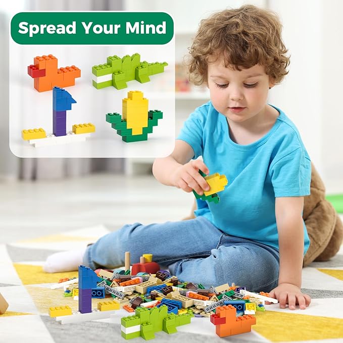 1100 Pieces Building Blocks Compatible with All Major Brands Classic Bulk Blocks Includes Wheels Door Window Street Lights
