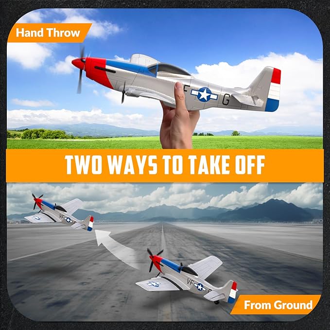 volantexrc RC Plane 3 Channel Remote Control Airplane Fighter Toys 2.4GHz 6-axis Gyro Stabilizer RTF Glider Aircraft Plane Easy to Fly for Adults Beginners (P-51D Mustang)