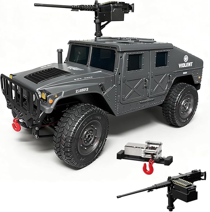 Skymaker RC Military Hummer 4WD RTR Off-Road Truck with Winch &amp Machine Gun