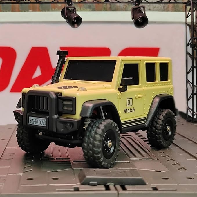 LDARC 1:43 Scale Mini RC Crawler RTR RC Rock Truck 4x4 2.4GHZ Hobby Grade Remote Control Car Model Vehicle RC Buggy Comes with a DIY Replaceable Body Shell(Lemon Yellow)