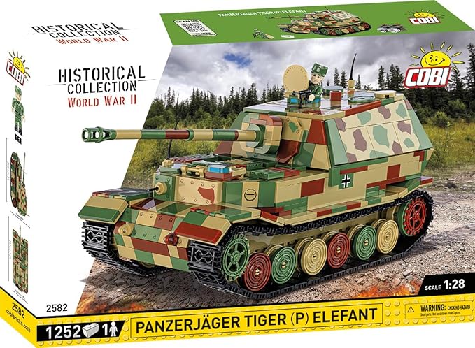 COBI Historical Collection WWII Panzerjager Tiger (P) Elefant Tank Building Set 1252 Pieces