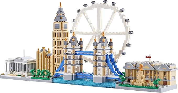 World Famous Architecture Micro Building Blocks Set 3430 PCS - London Skylines DIY Collectible Model for Lovers Adults or Teens Ages of 14+ in Living Room or Office Decorative Items