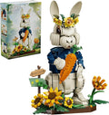 Easter Bunny Building Set with Carrot &amp Sunflower Base 1258 PCS Bricks Blocks Rabbit Model Compatible with Lego Easter Creative Easter Gift for Kids and Adults