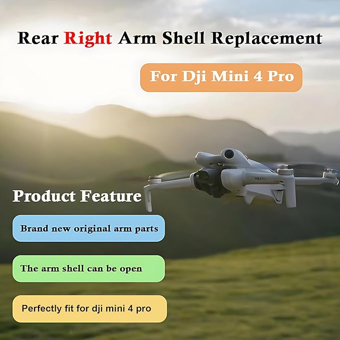 Body Arm Shell For Dji Mavic Mini 4 Pro Rear Left Arm Cover Replacement Mini 4 Pro Drone Right Rear Arm Cover Piece Repair Parts Drone Accessories (rear right arm)