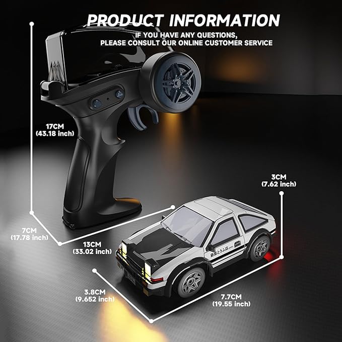 1/64 Scale Drift RC Car 2.4Ghz Mini Sports Car 4WD RC Truck Model Toys Full Proportional with Replaceable Tires Gift for Adults and Kid