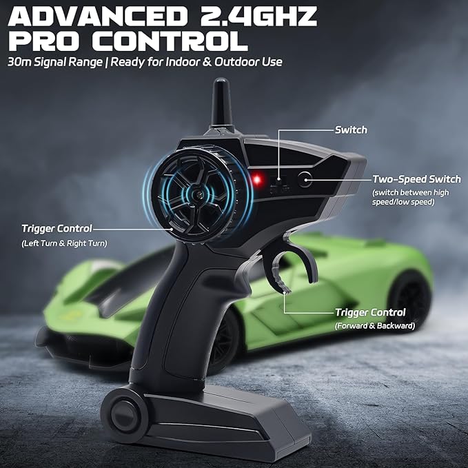 Snugzy RC Drift Car 1:20 Scale RC Cars 2.4GHz Remote Control Car Toy Gifts for Kids (Green)