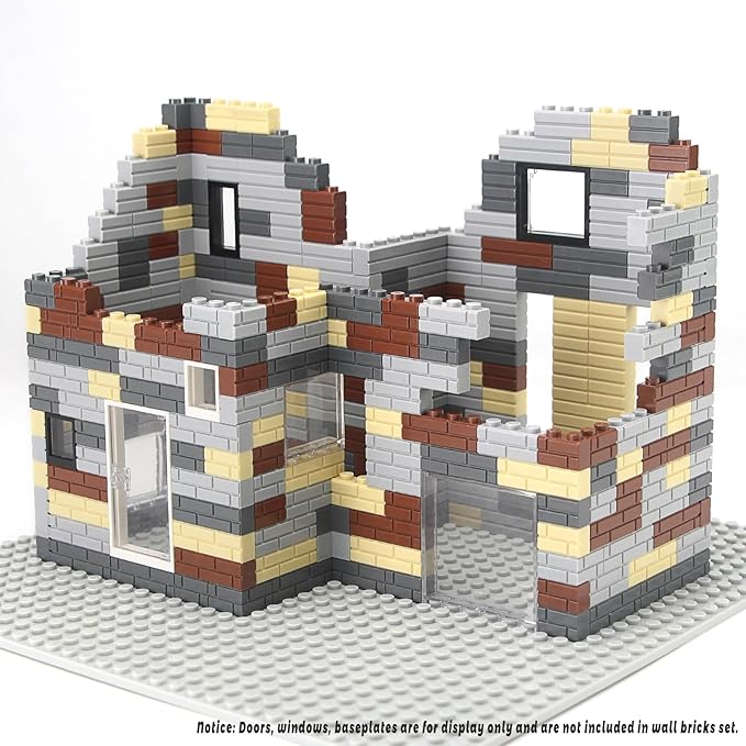 Feleph Masonry Bricks Set 450 Pcs Wall Building Blocks Bulk MOC Accessories Parts and Pieces Diverse Creative Construction Toys Compatible with Classic Major Brands (Multicolored)