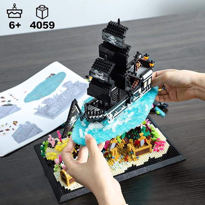 Pirate Ship Building Kit 4059PCS Micro Building Block Set Build-and-Display Toy for Adults Home Decor Gifts for Teens and Adults with A Passion for Pirate Ship