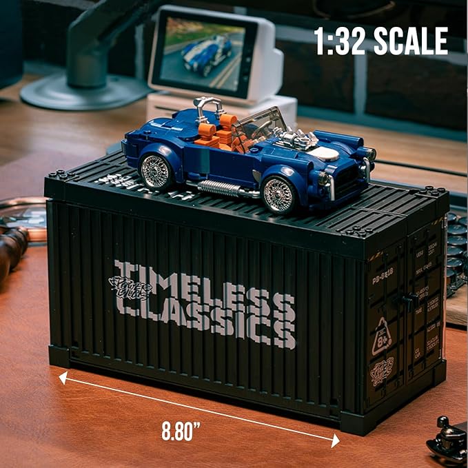 dOMOb Shelby Cobra 427 Car Building Kit – 317 pcs Building Blocks Set w/Container Display Box – Modular Scale 1:32 Model – Bricks Toy for Kids &amp Adults 8+ – for Boys Hobbyist Collector