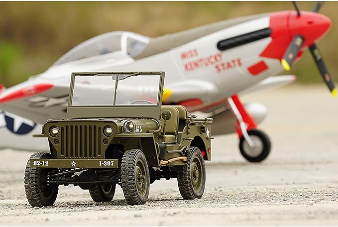 Rochobby FMS 1/6 1941 MB Scaler RC mini Jeep RC Truck MB Scaler 4x4 Hobby Grade Brushed RC Rock Crawler RC Army Military Truck for AdultsRS