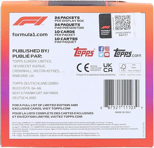 2022 Topps Turbo Attax Formula 1 Racing box (24 pks/bx 10 cards/pk boxes sold unsealed by Topps)