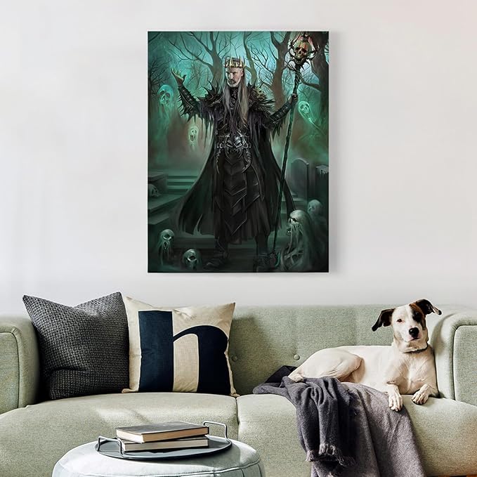 Turn Me Royal Custom Portrait from Photos Personalized Fantasy Portrait Canvas Wall Art as Unique Birthday Gift for Men Turn Him into Superhero (The Necromancer 8 x 10)