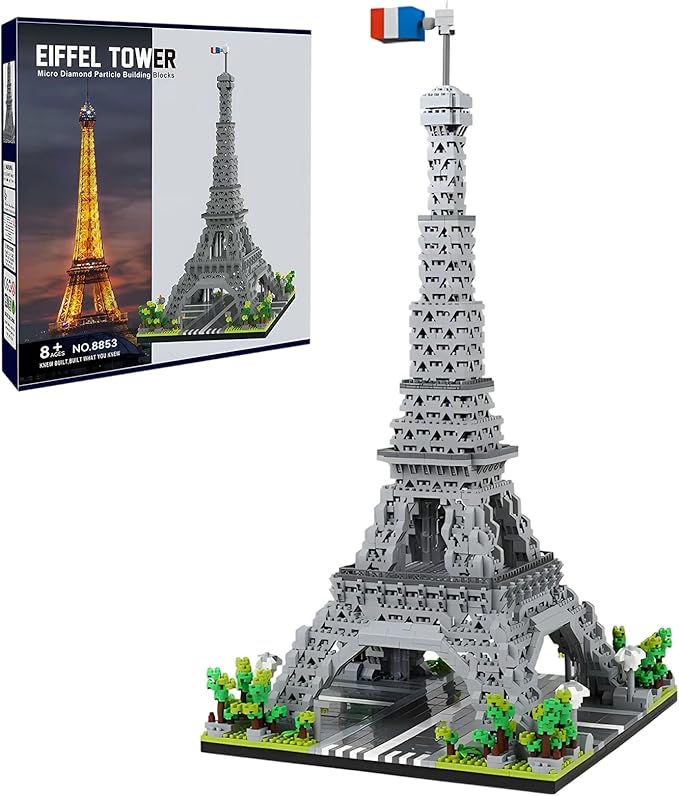 Paris Eiffel Tower Model Building Blocks Micro Brick Architecture Landmark for Display Fun Construction Gift for Kids &amp Adults
