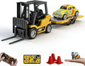 1/64 Scale RC Forklift Crane 2.4GHz Metal RC Truck 2-in-1 Construction Vehicle with Hook &amp Metal Forks Dual Speed APP Control Construction Vehicle Hobby Toy for Adults and Kids
