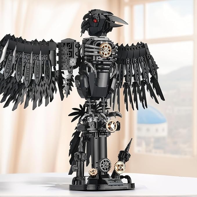Mechanical Crow Building Sets Sky Animals Bird Building Block Collection Toy Home Office Decor Crow Bird Model Kit for Adults (1018PCS)