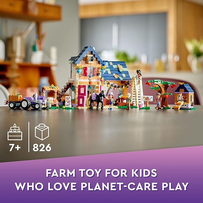 LEGO Friends Organic Farm House Set 41721 with Toy Horse Stable Tractor and Trailer Plus Animal Figures for Kids Girls and Boys Aged 7+