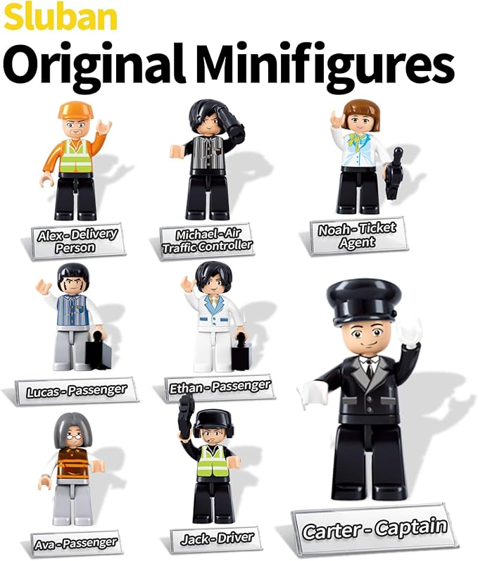 Airplane Building Set City Airport Passenger Plane Toy Compatible with Lego Plane with an Airplane Control Tower Terminal Baggage Cart 8 Minifigures