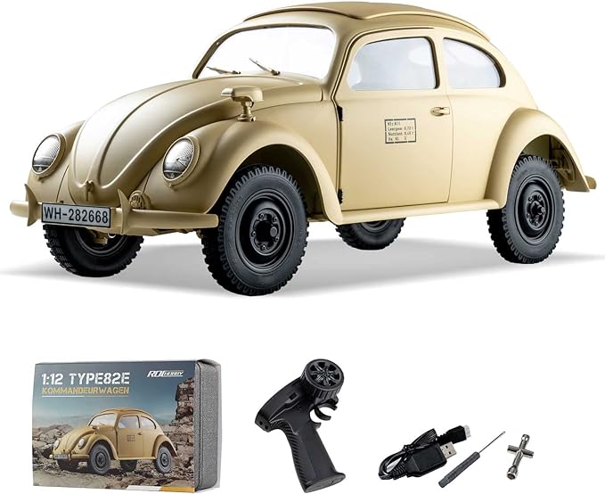 BEEZRC RocHobby 1:12 RC Crawler KOMMANDEURWAGEN Type 82E 4-RWD Offroad Truck Hobby Grade RTR RC Car Remote Control Car 4-Ch and 2.4Ghz Transmitter with LED Lights Battery and USB Charger for Adults