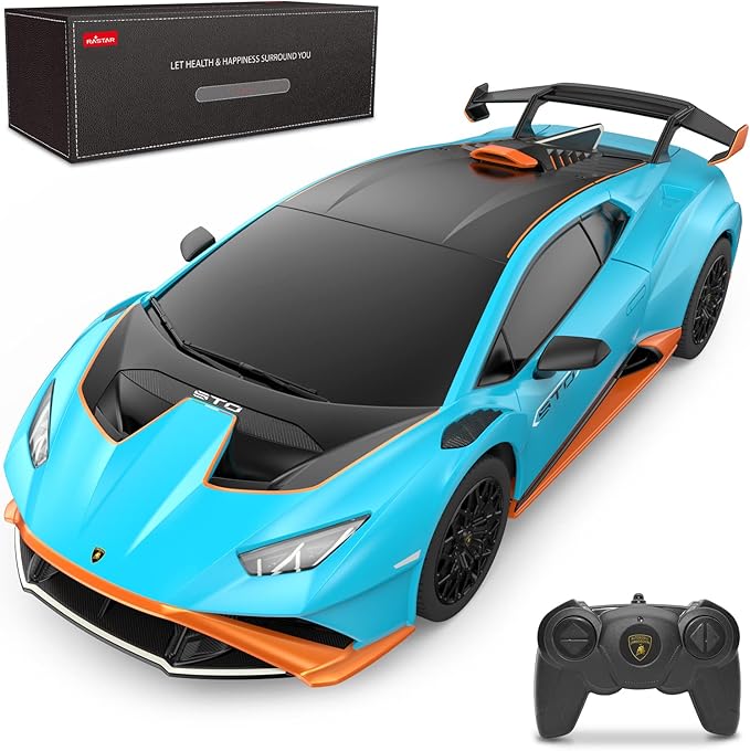 RASTAR by Lamborghini Huracan STO RC Car 1:24 Scale Remote Control Toy Car R/C Model Vehicle for Kids Black RC - Blue
