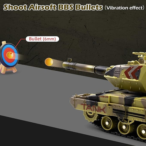 1/24 RC Tank -2.4Ghz Remote Control Army Tank with 360°Rotating Turret Auto Demo Sound &amp Smoke &amp Light Military Vehicles Model Gift for Boys 6-8
