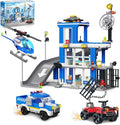 City Police Station Building Sets 601PCS City Police Sets Toy with Police Car Gangster Car Helicopter Police Building Block Toys Gifts for Kids Boys Ages 6-12