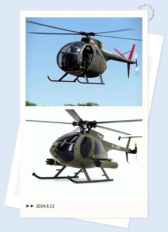 335MM MD500 C189 Remote Control Helicopter Add Optical Flow Positioning RC Aircraft 2Batteries RC Heli Single Rotor No Ailerons Maintain Altitude Hover Green RTF