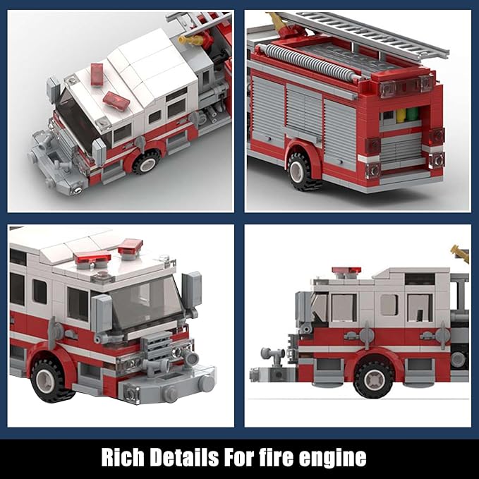Firetruck Building Blocks Set Small Firemech Model Kit Fire Engine Toy Set 422 Pcs Bedroom Decorations Gift for Adults Christmas and Birthday.
