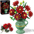 Dahlia Flowers Building Set with Vase Easter Flower Bouquet Botanical Collection Building Block Toy 1482 PCS Gothic Artificial Plant Bonsai Kit Gift for Her Adults Kids Girls 12+