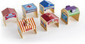 Guidecraft Community Buildings: Set of 6 Wooden Block Play Buildings (Fire Station Police Department Hospital School Grocery Store &amp Service Station)