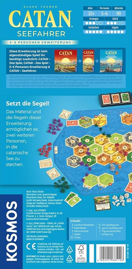 Kosmos 685126 Catan – Marine Supplement for 5-6 People Complement to the Extension Catan Sailor Board Game from 10 Years for 2-6 People Catan Settlers