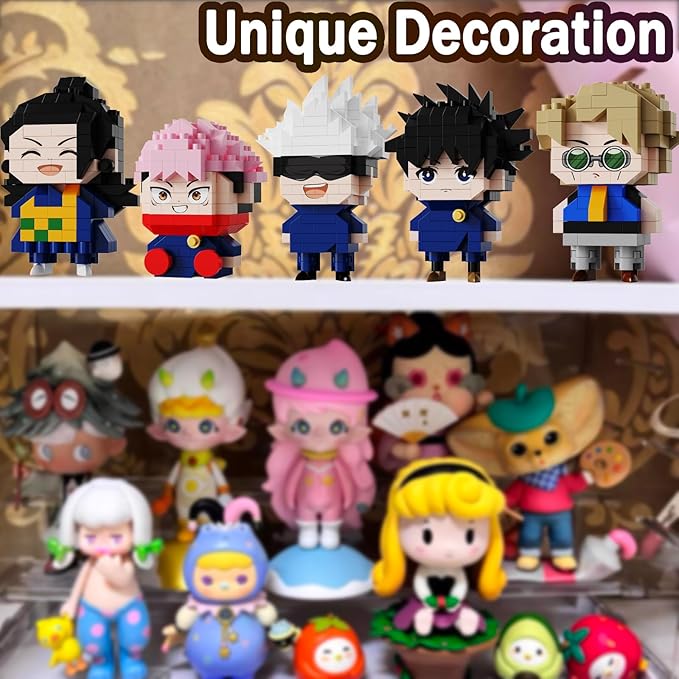 5 JJK Jujutsu Battle Figures Building Blocks Set 2IN1 Sitting&ampStanding Cute Popular Spell Kaisen Characters Brick Micro Headz Japanese Manga Merch Ideal Valentine's Day Gift for Adult Teen 961PC