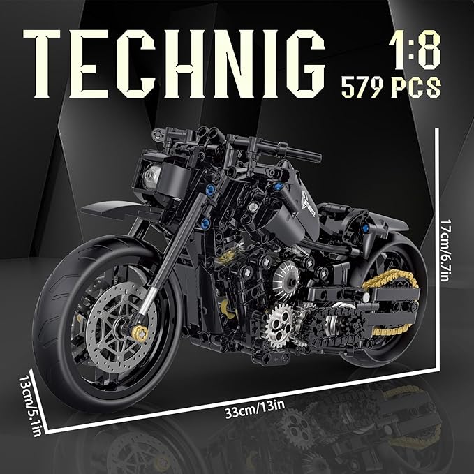 1:8 Motorcycle Building Set for Adults Building Blocks for Adults Collectible Toy for 14 15 16+ Years Old Boys Teenage Boys Gifts on Birthday(579PCS)