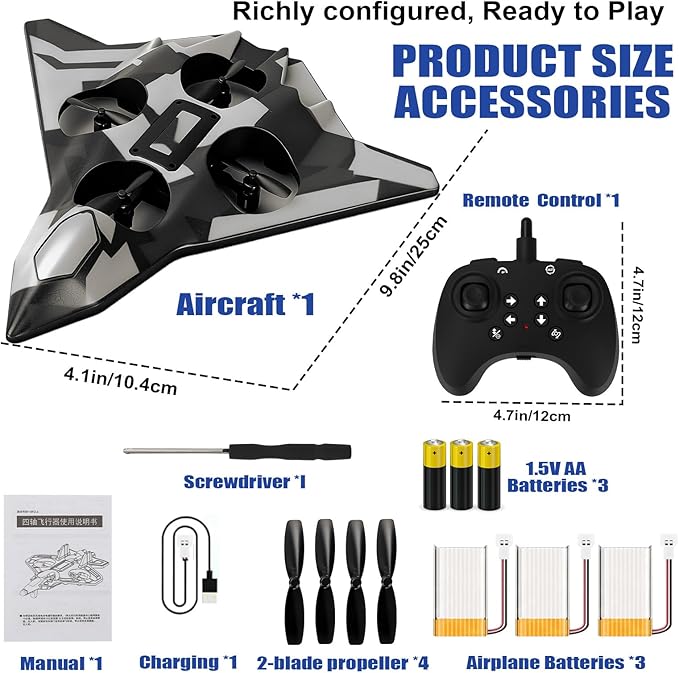 Foam Remote Control Airplanes for Kids &amp Adults | Easy Control Great for Beginner and Teenagers with Stable Hovering 360° Flips Circle Fly LED Light 2.4Ghz Christmas &amp Birthday Gifts