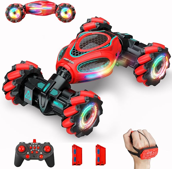 Gesture RC Car1:18 4WD Transform Off-Road Stunt Car with Gesture &amp Remote Control 360° Flips Drift Vehicle with LED Lights Music All Terrain Toy Cars Gifts for Boys Girls Age 6-12