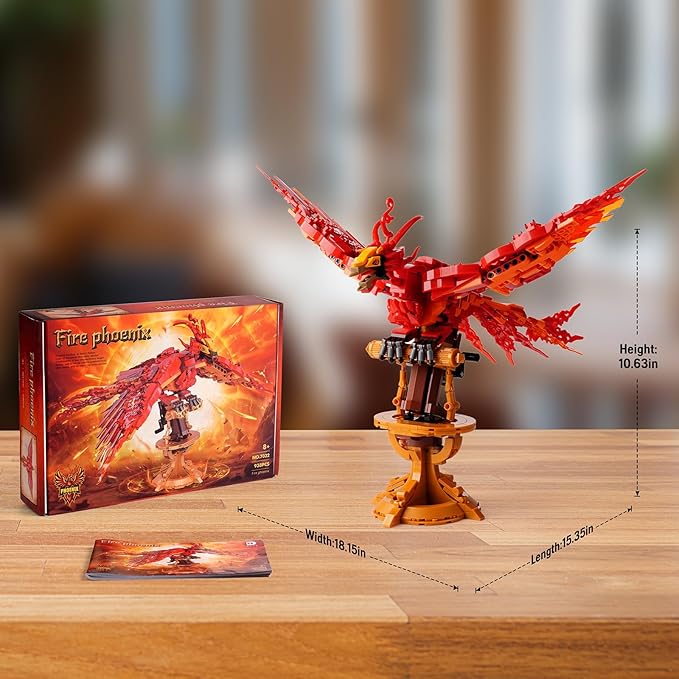 Moc Fire Phoenix Building SetCompatible with Lego STEM Magic Phoenix Collection Model for AdultsIdeas Bird Toy Gift for Kids Boys and Girls Fans Ages 8+ 938 PCS