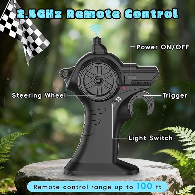 Dinosaur Remote Control Car 2.4GHz Monster Truck Toys Rechargeable RC Cars 1:24 Scale RC Truck with LED Light Movable Mouth Dinosaur Cars Toys for Kids Boys 6-8 8-12 Birthday Gift Blue