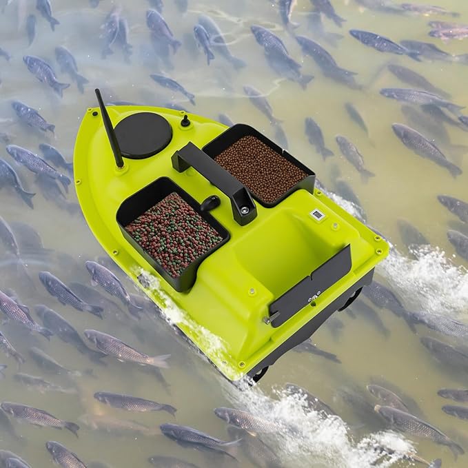 LYNICESHOP Fishing Bait Boat w/Dual 390 Motors generating 52W of Power 500m/1640ft RC Fishing Boat Bait Boats for Surf