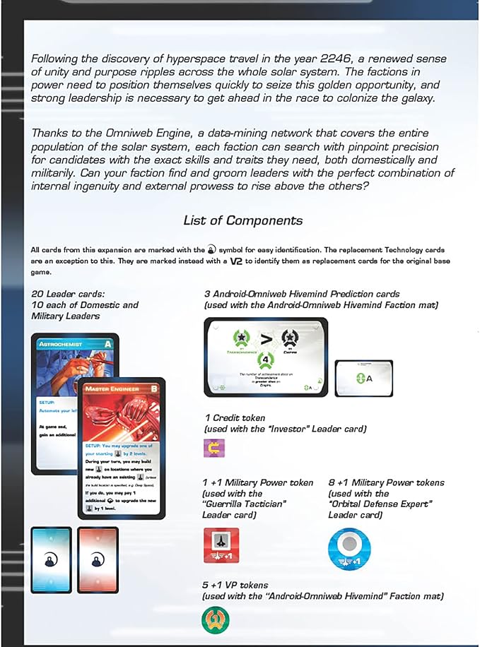 Rio Grande Games Beyond The Sun Leaders of The New Dawn - Space Civilization Board Game Expansion 1-4 Players Ages 14+
