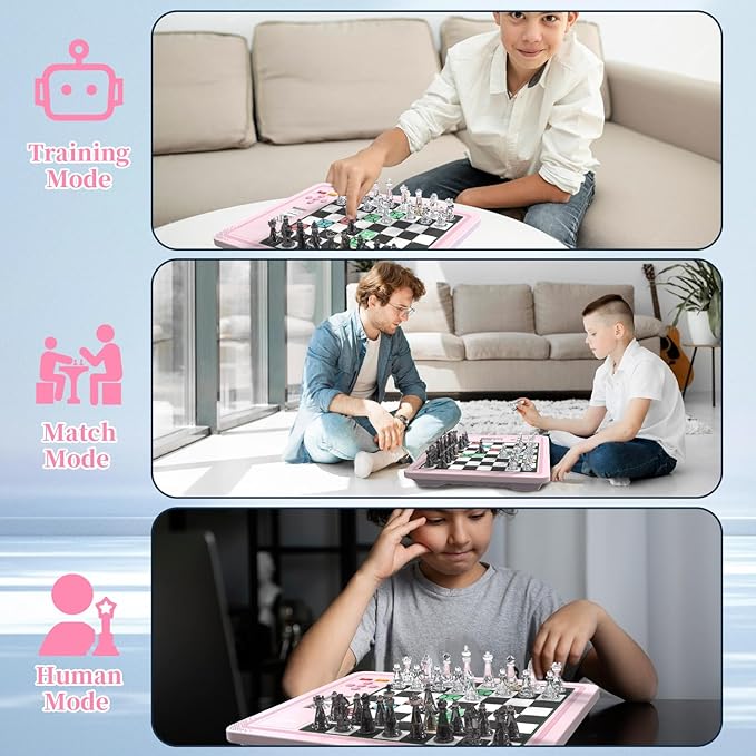 Electronic Chess Set Computer Chess Game Chess Set Board Game Electronic Chess Game LEDs Built-in Battery Great Partner for Play and Practice